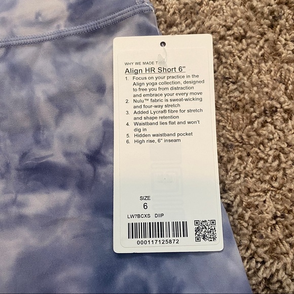 NWT Lululemon Diamond Dye Align Shorts 6” size 6 - Picture 2 of 4